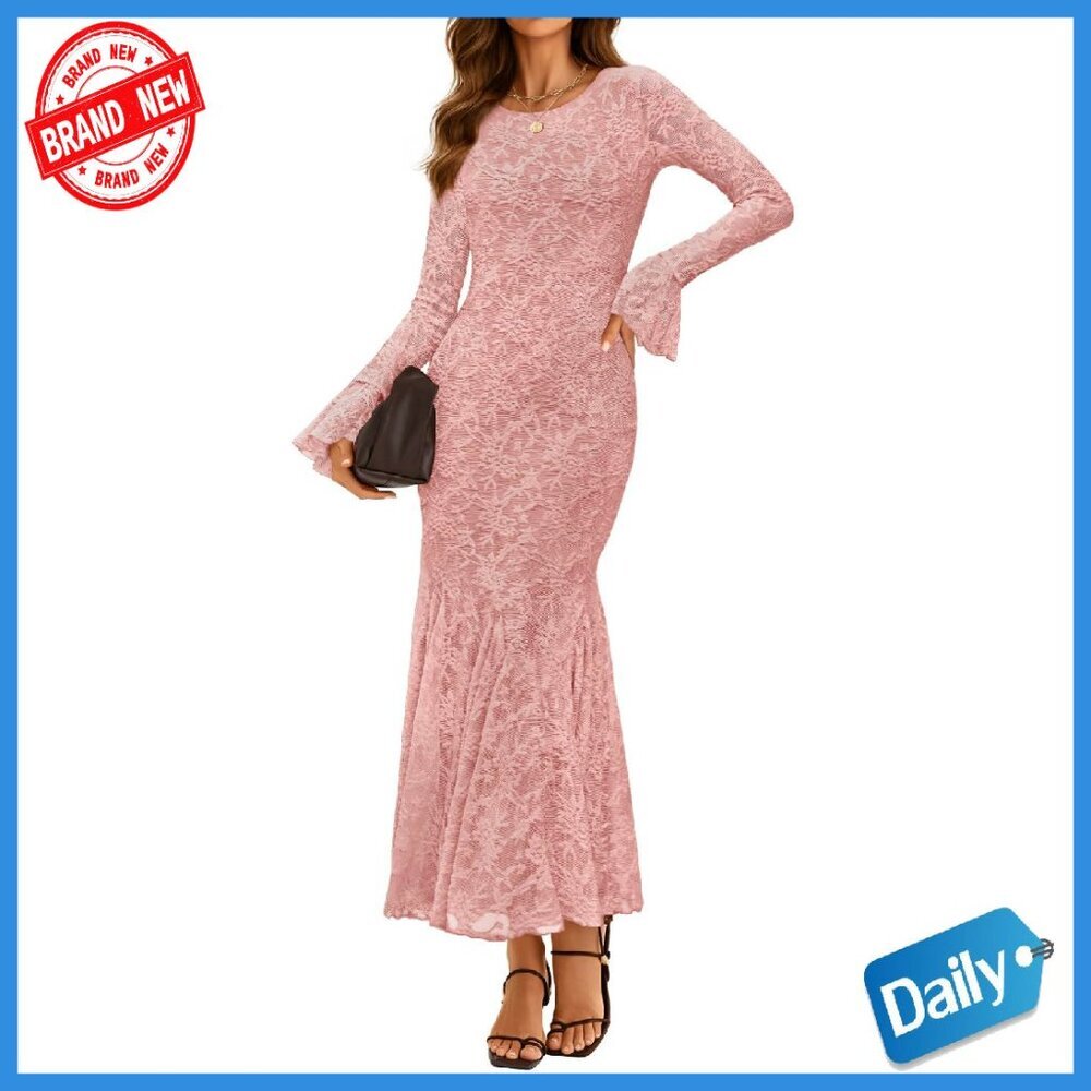 Long Sleeve Bodycon Maxi Dress Mermaid Wedding Guest Cocktail Party